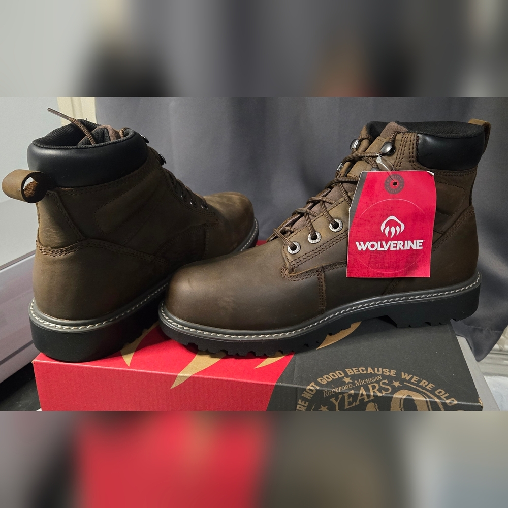 Wolverine Men's Dark Brown Leather Boots NWT STILL IN BOX - Picture 6 of 9